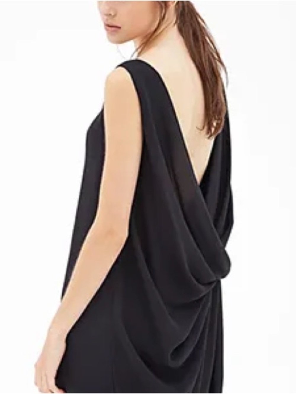 387. Banana Republic NWT Black Open Back Drape Sheath Dress Size 14 - Picture 1 of 8